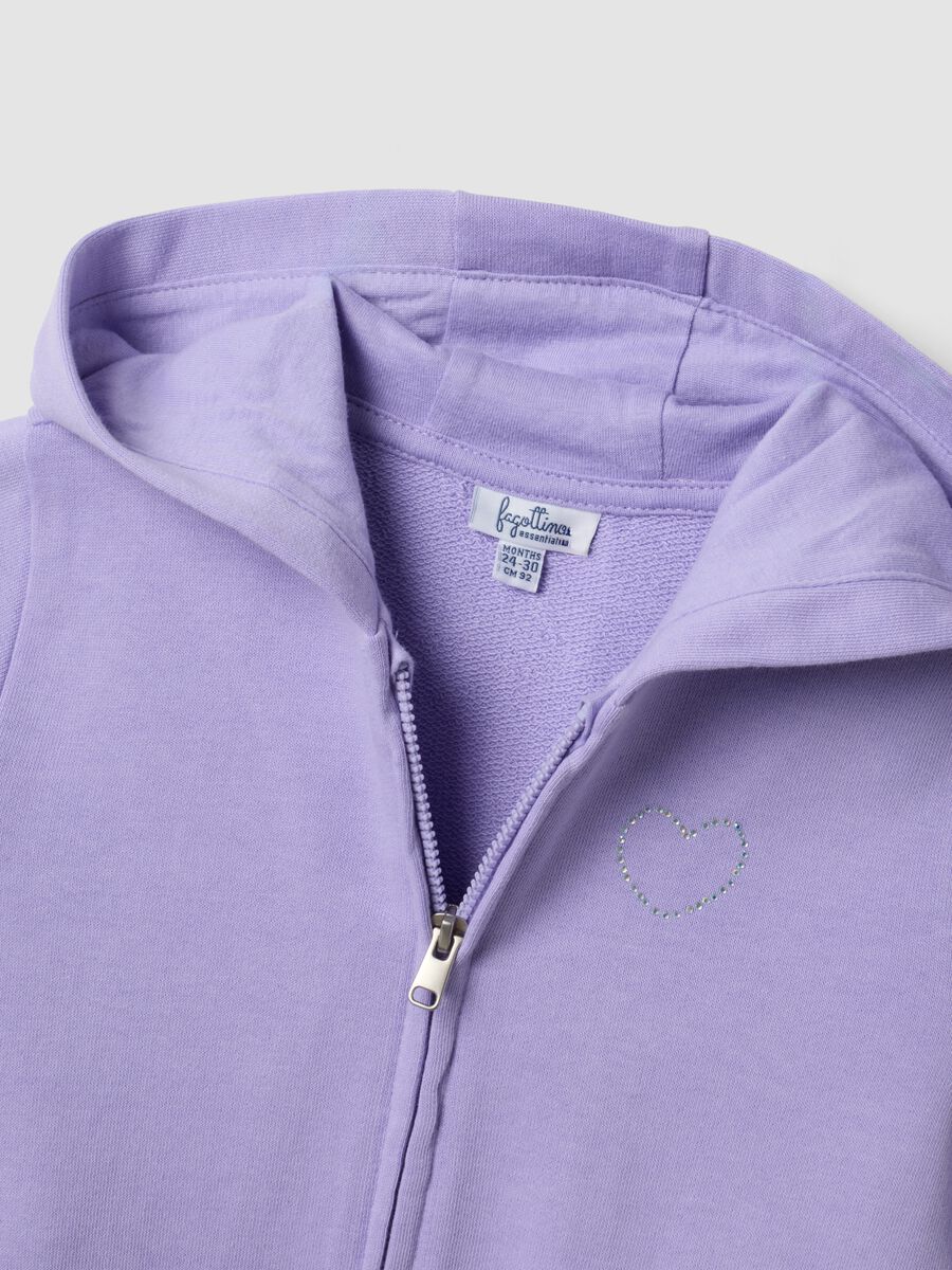 Felpa viola con cappuccio in puro cotone organico con stella regular fit per bimba_3
