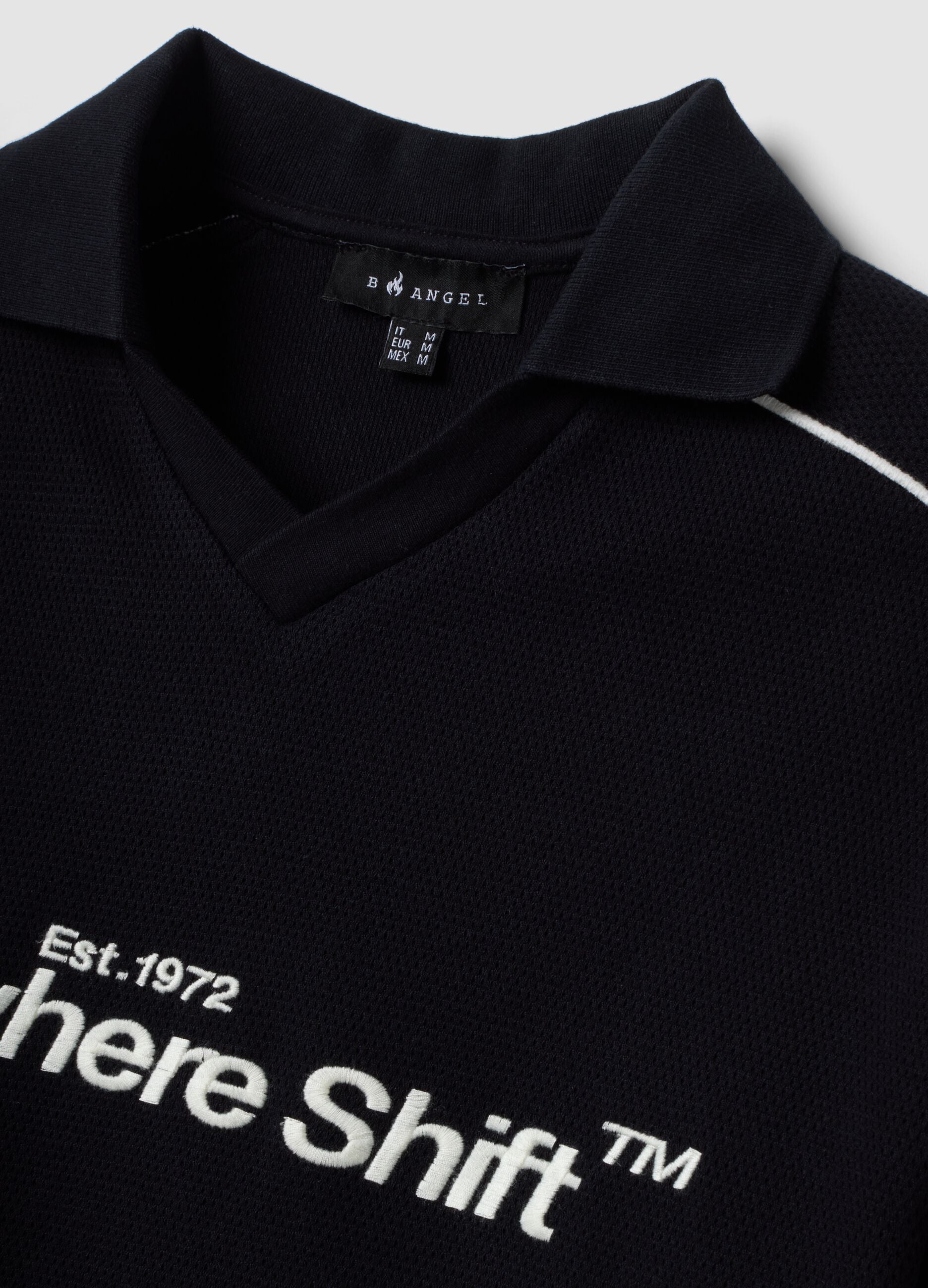 Black pure cotton oversized short-sleeve polo