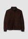 Brown genuine leather bomber jacket with zip_1