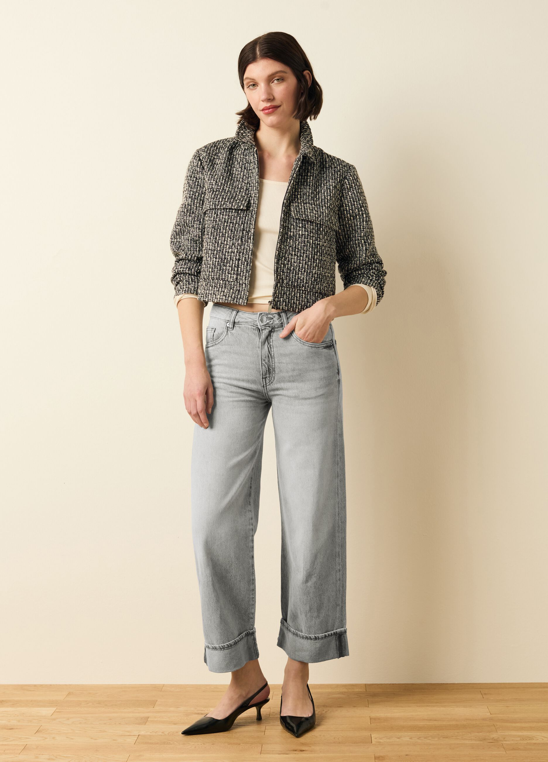 Wide-leg culotte jeans