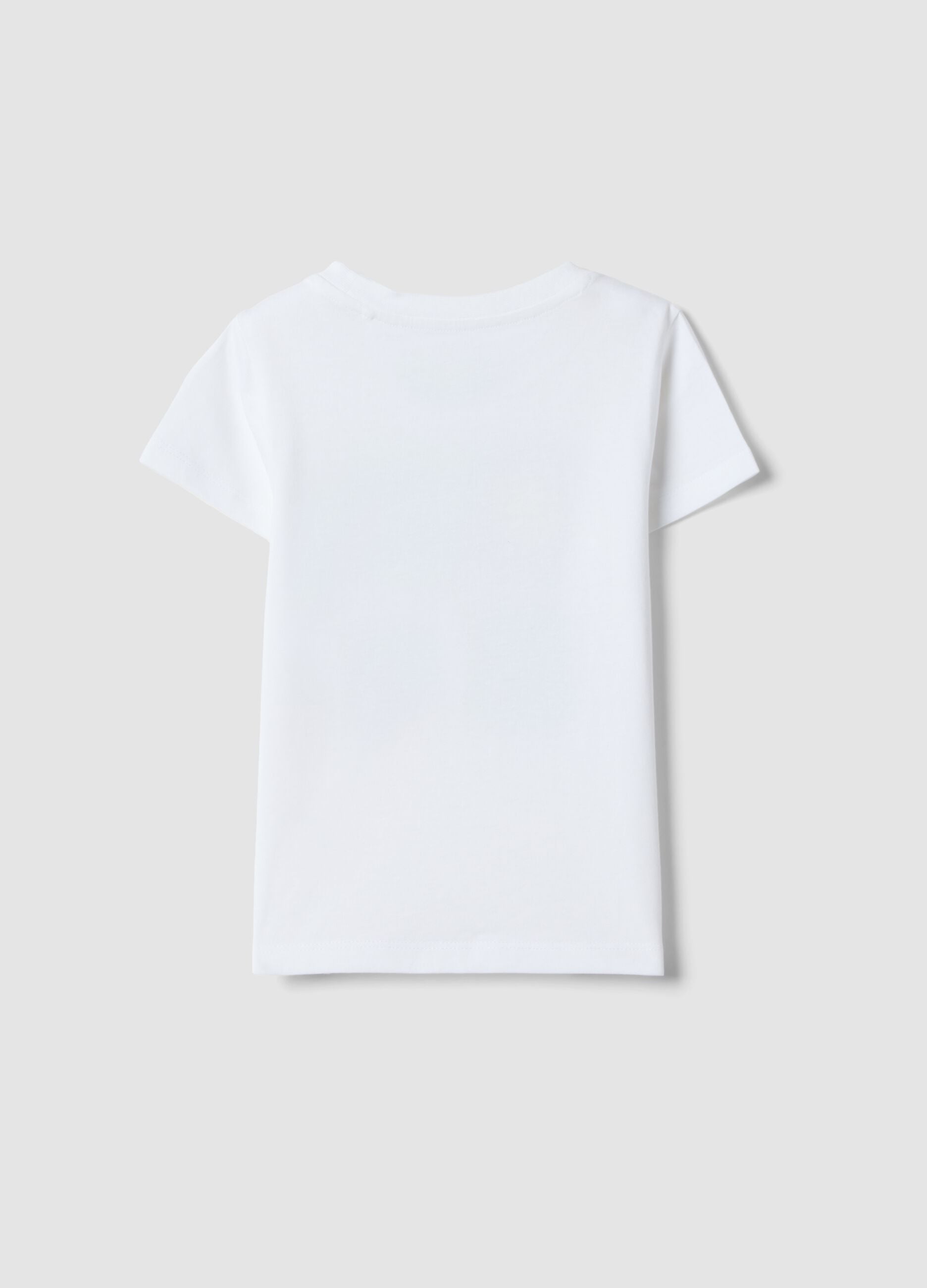 Girls' white pure cotton t-shirt regular fit with fruit