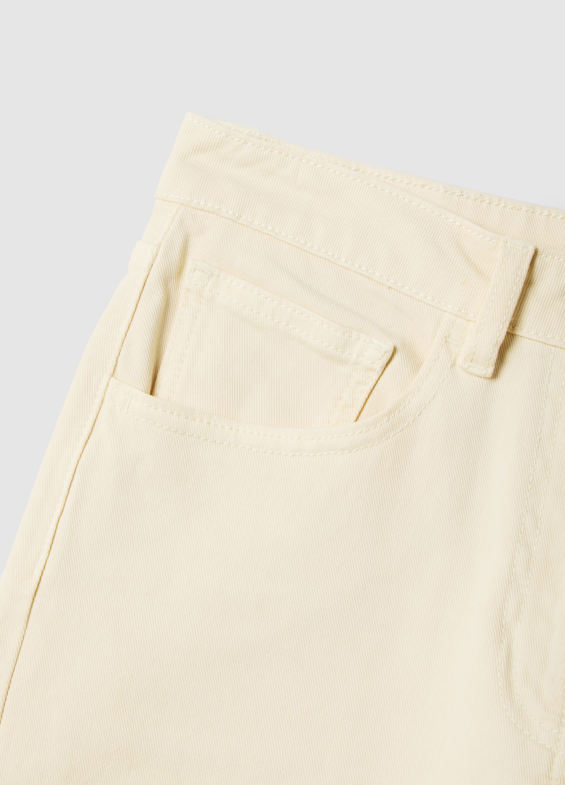 Straight Beige Stretch Cotton Chino Trousers