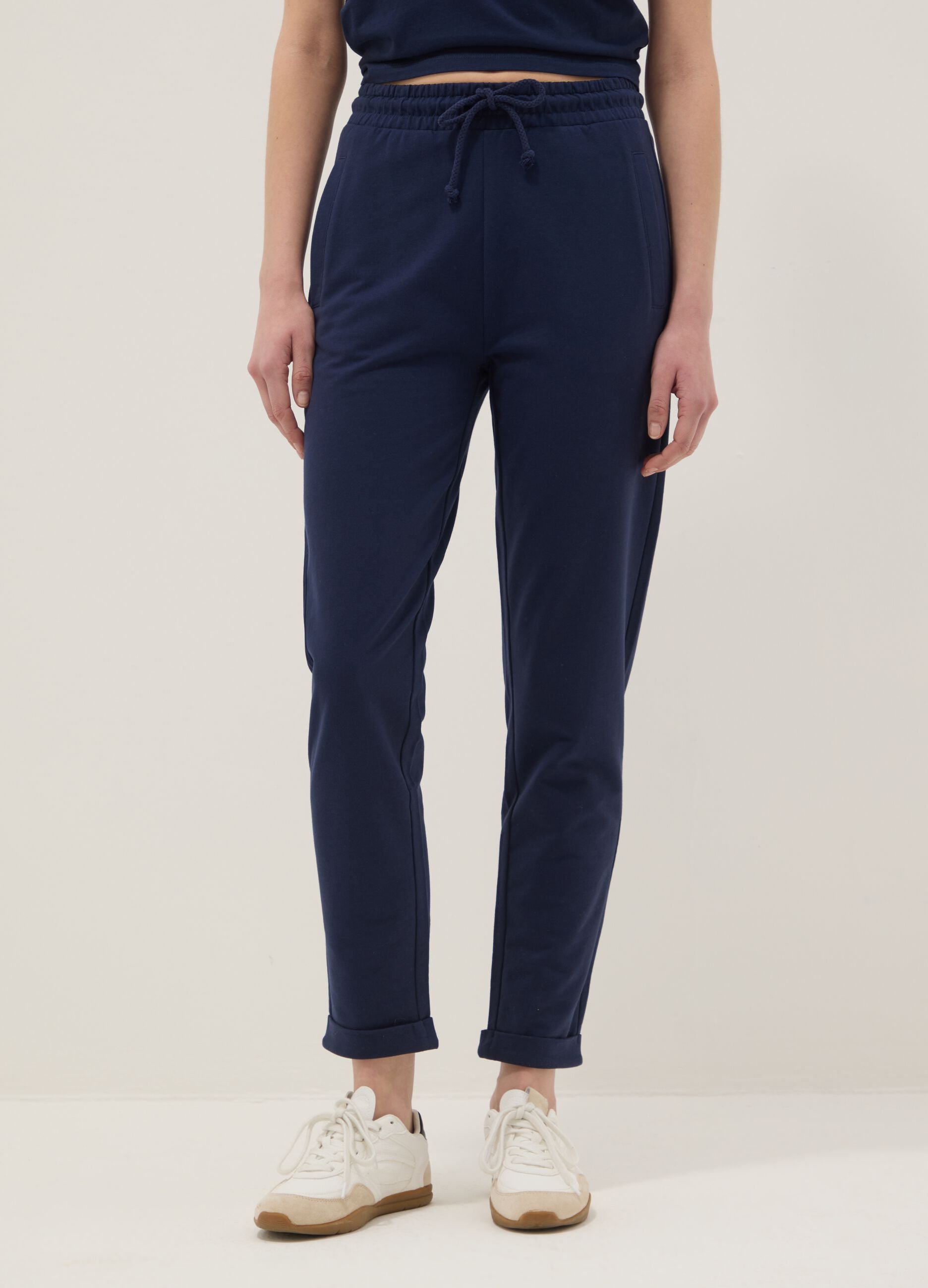 Blue pure cotton joggers, regular fit