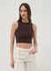 Brown cotton-stretch cropped tank top_2