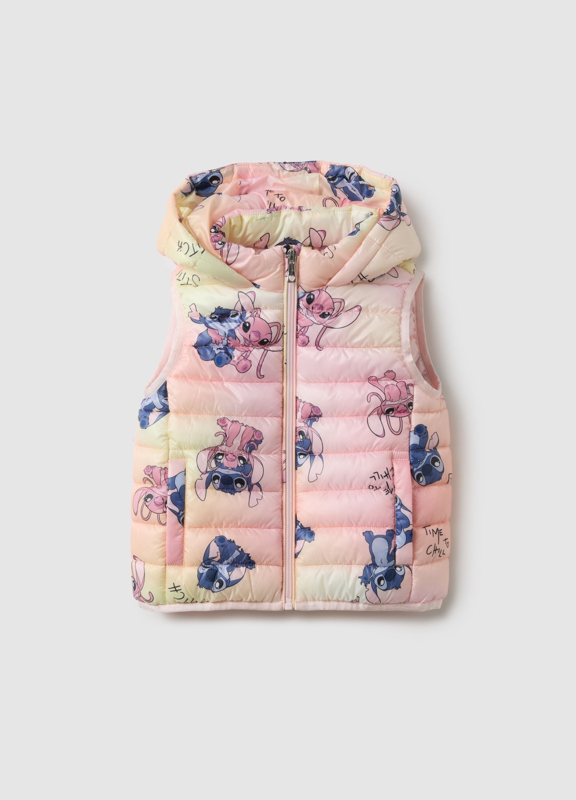 Multicolour mixed girl's regular fit gilet with hood