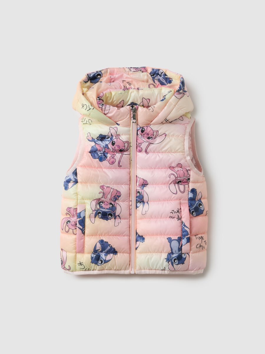 Multicolour mixed girl's regular fit gilet with hood_0
