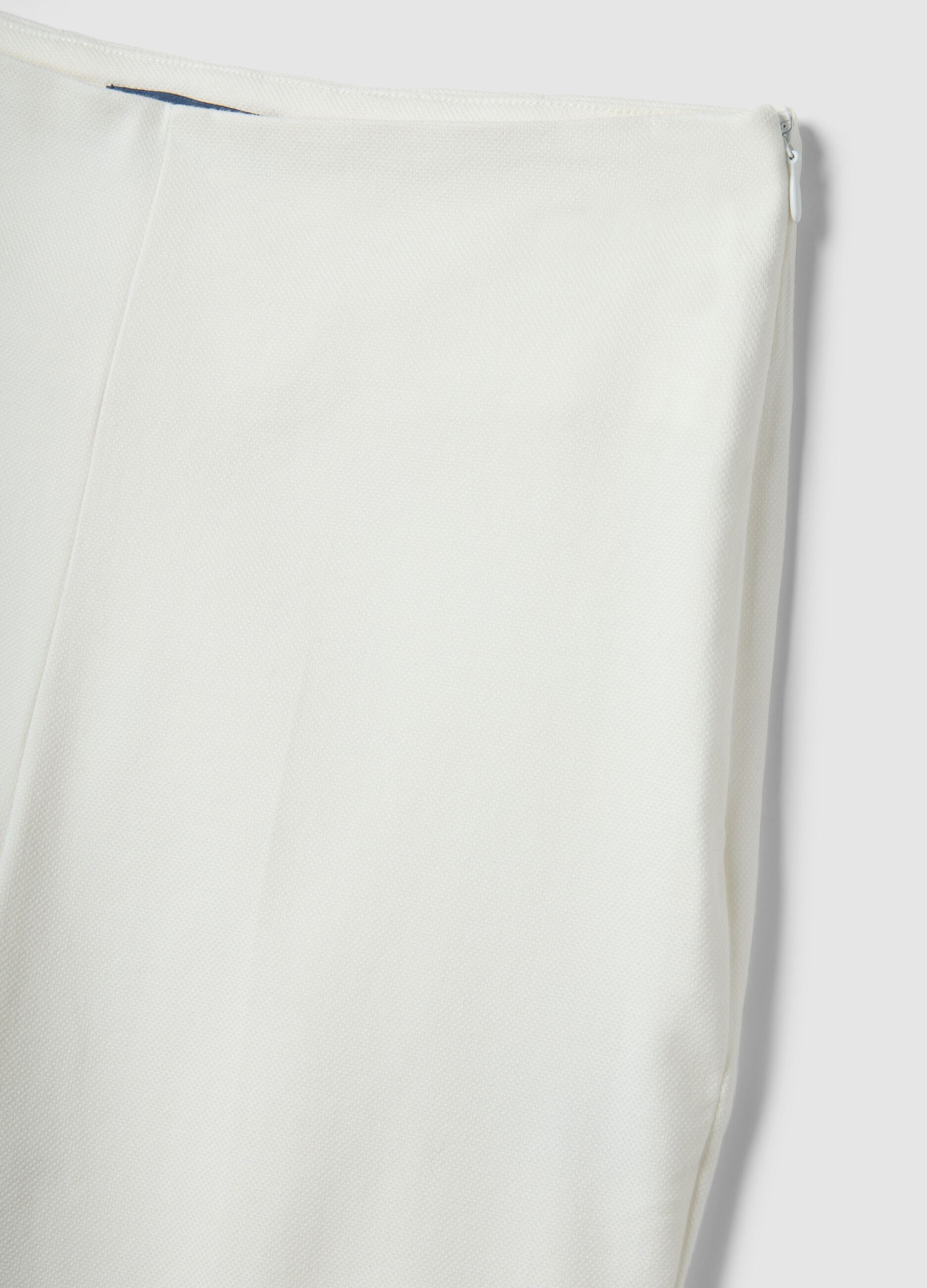 White Slim Fit Stretch Cotton Ankle Trousers