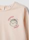 Orange organic cotton T-shirt with leopard print for baby girl_2