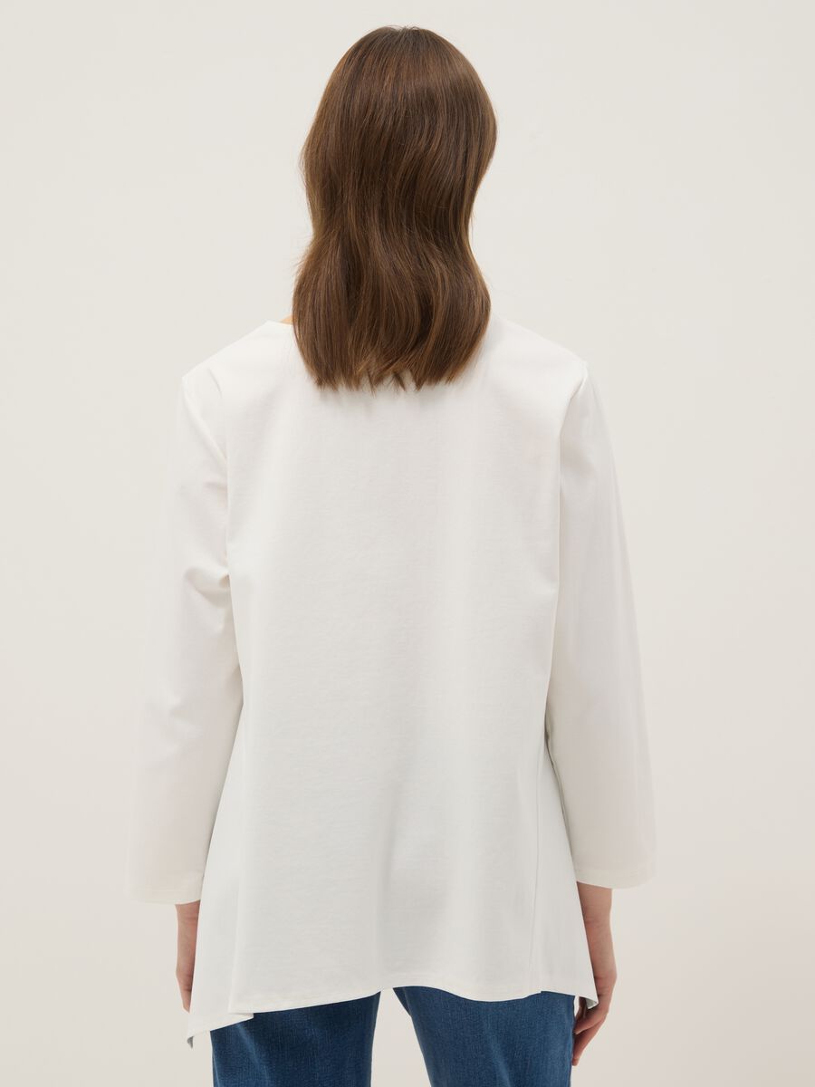 White stretch cotton button-up blouse, regular fit_2