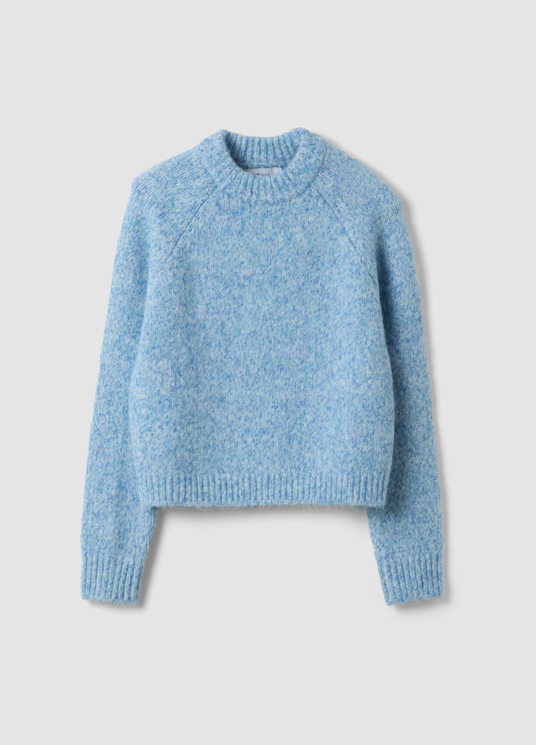 Blue stretch wool crew-neck jumper