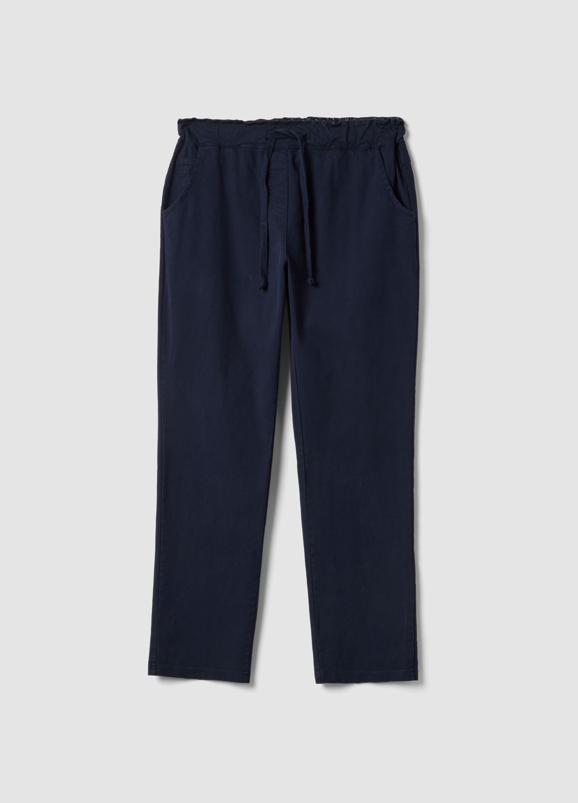Blue stretch cotton trousers regular fit