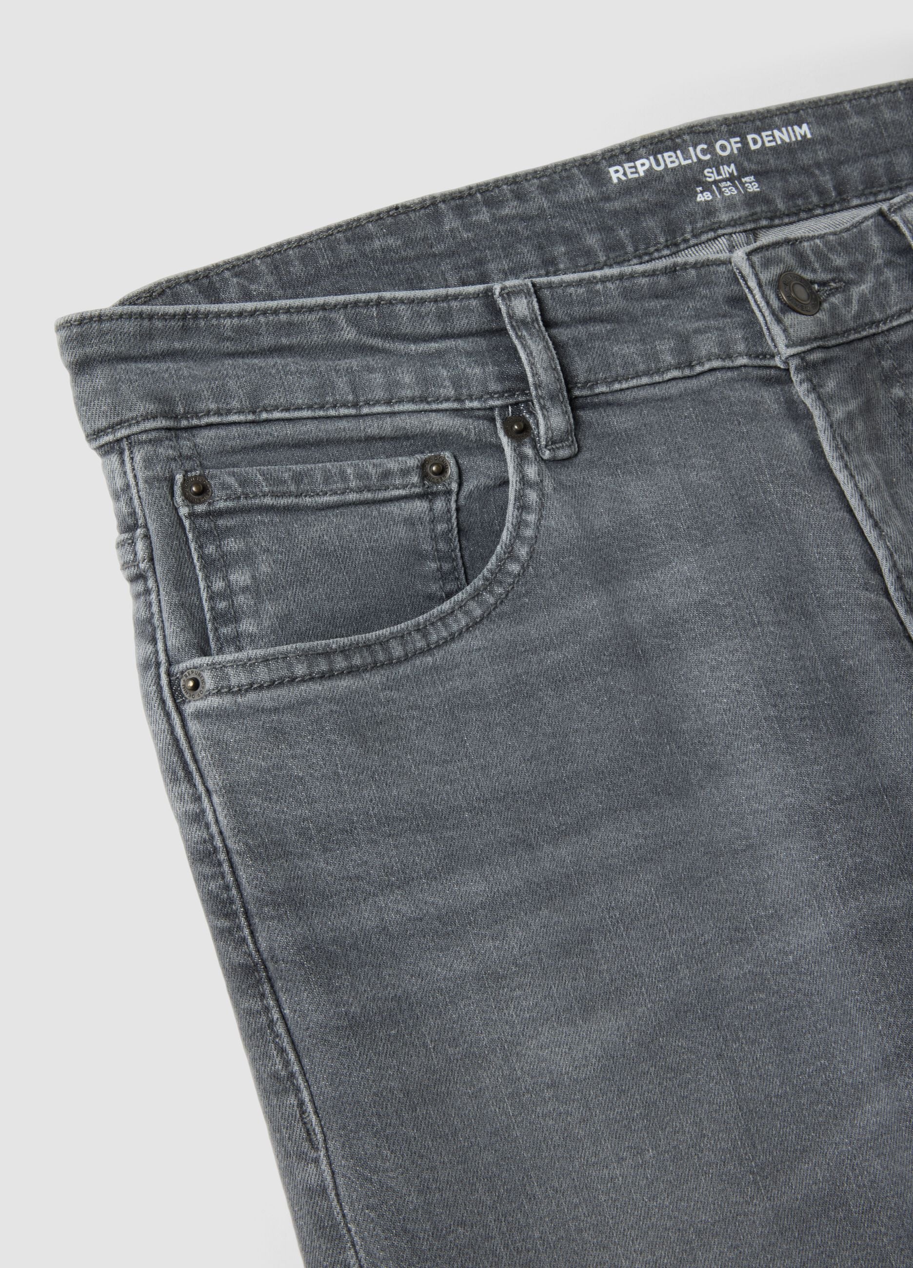 Men&rsquo;s grey denim slim-fit stretch cotton jeans