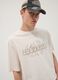 Beige pure cotton T-shirt with front print_0
