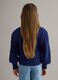 Girls' regular fit deep V blue pure cotton braided cardigan_1