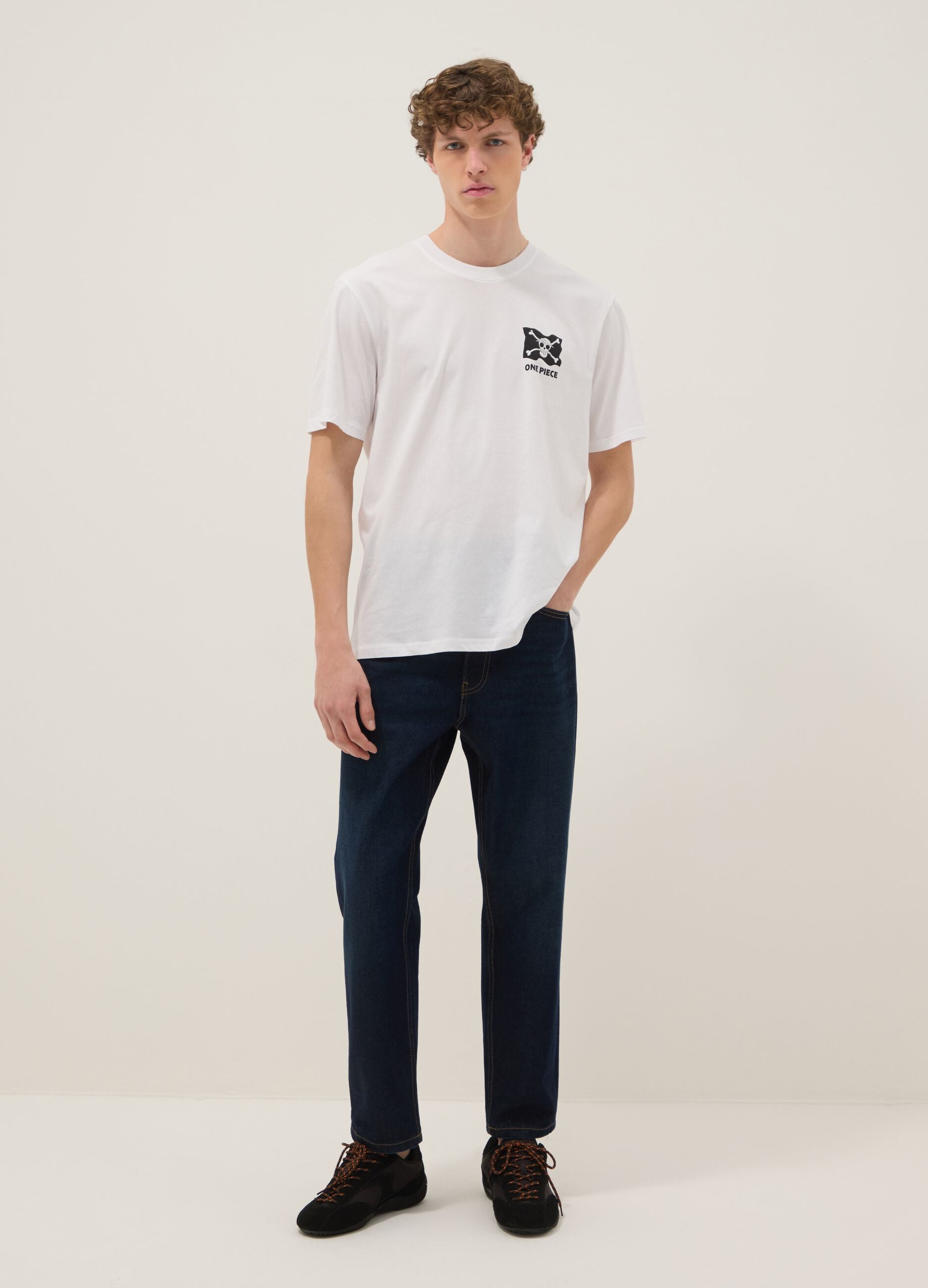 White One Piece print T-shirt in pure cotton, relaxed fit