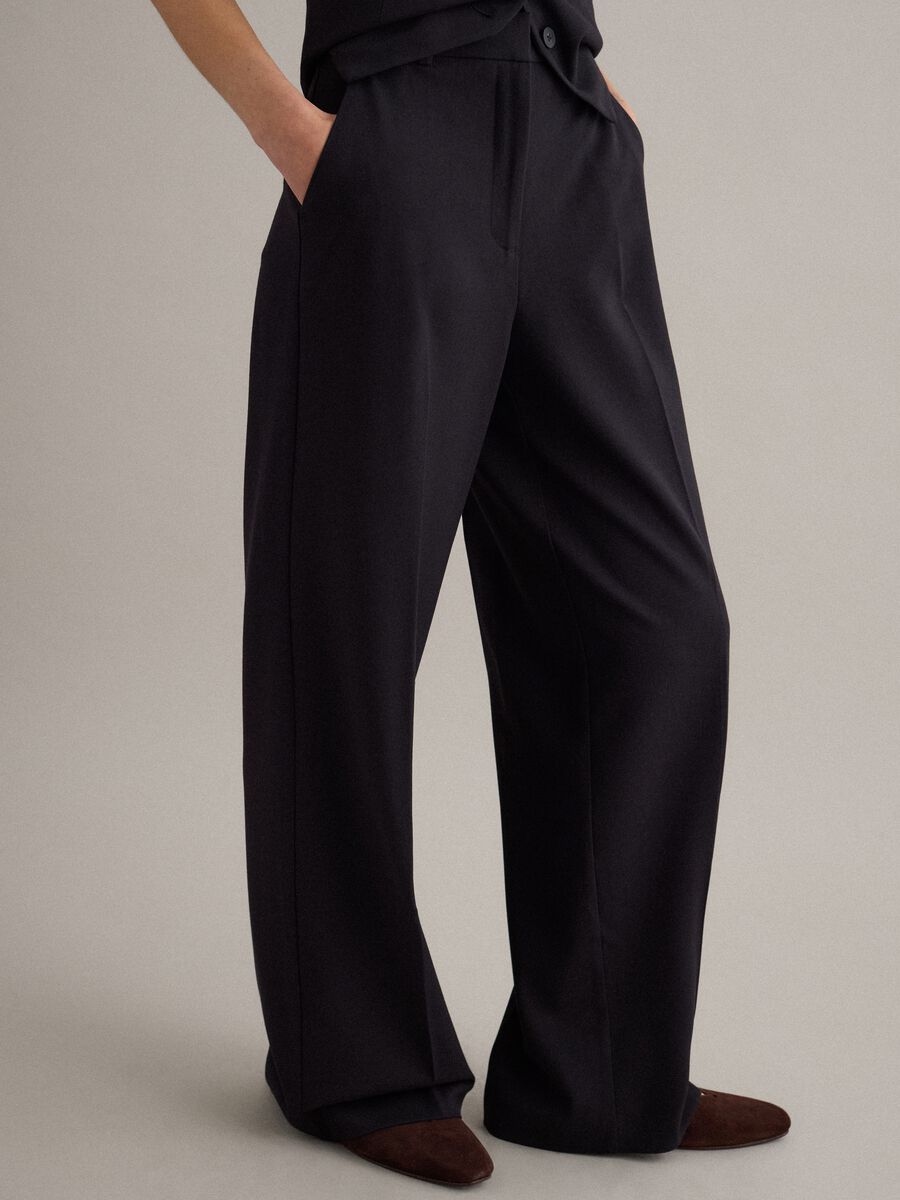 Pantaloni flare in misto viscosa neri_3