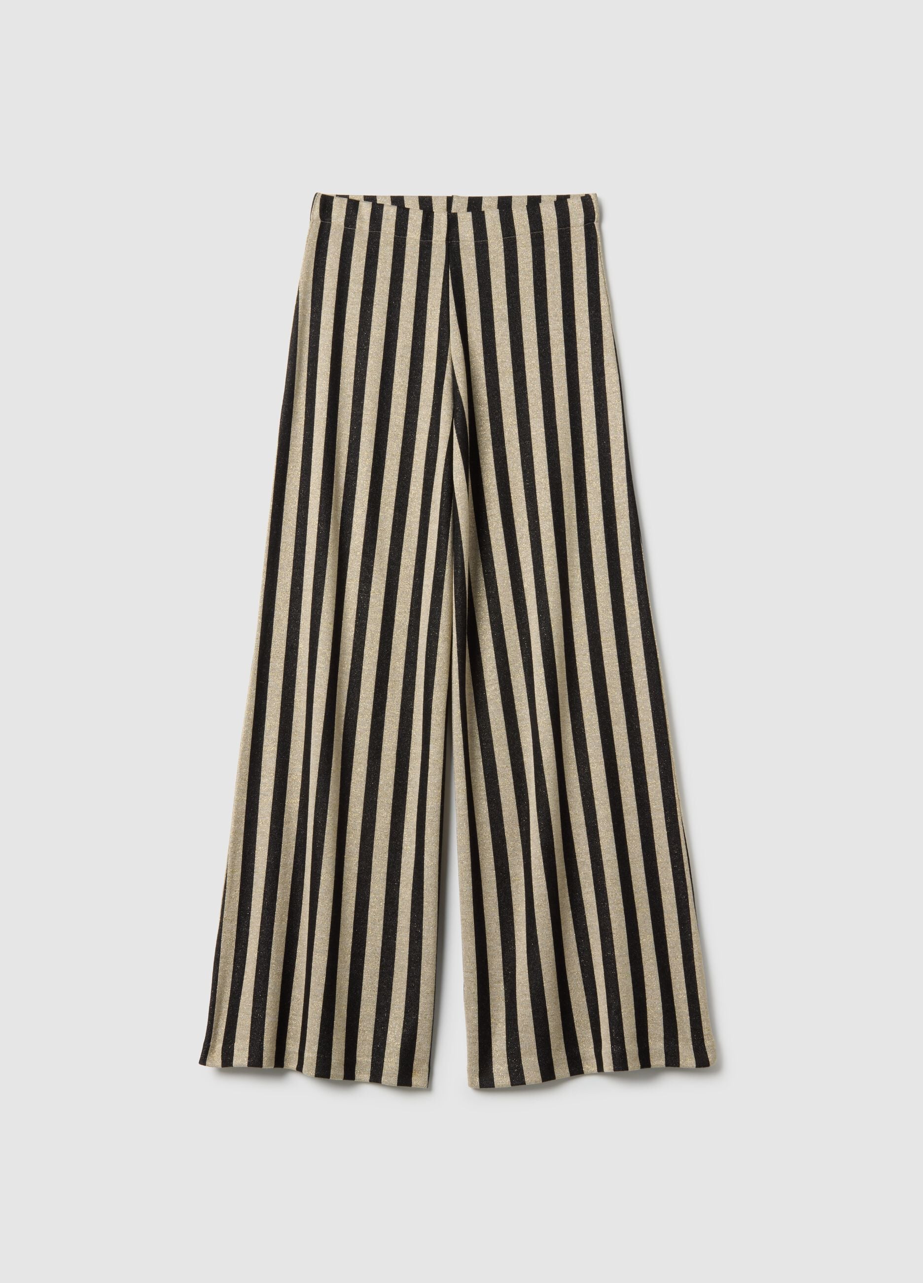 Multicolour striped regular fit viscose blend trousers