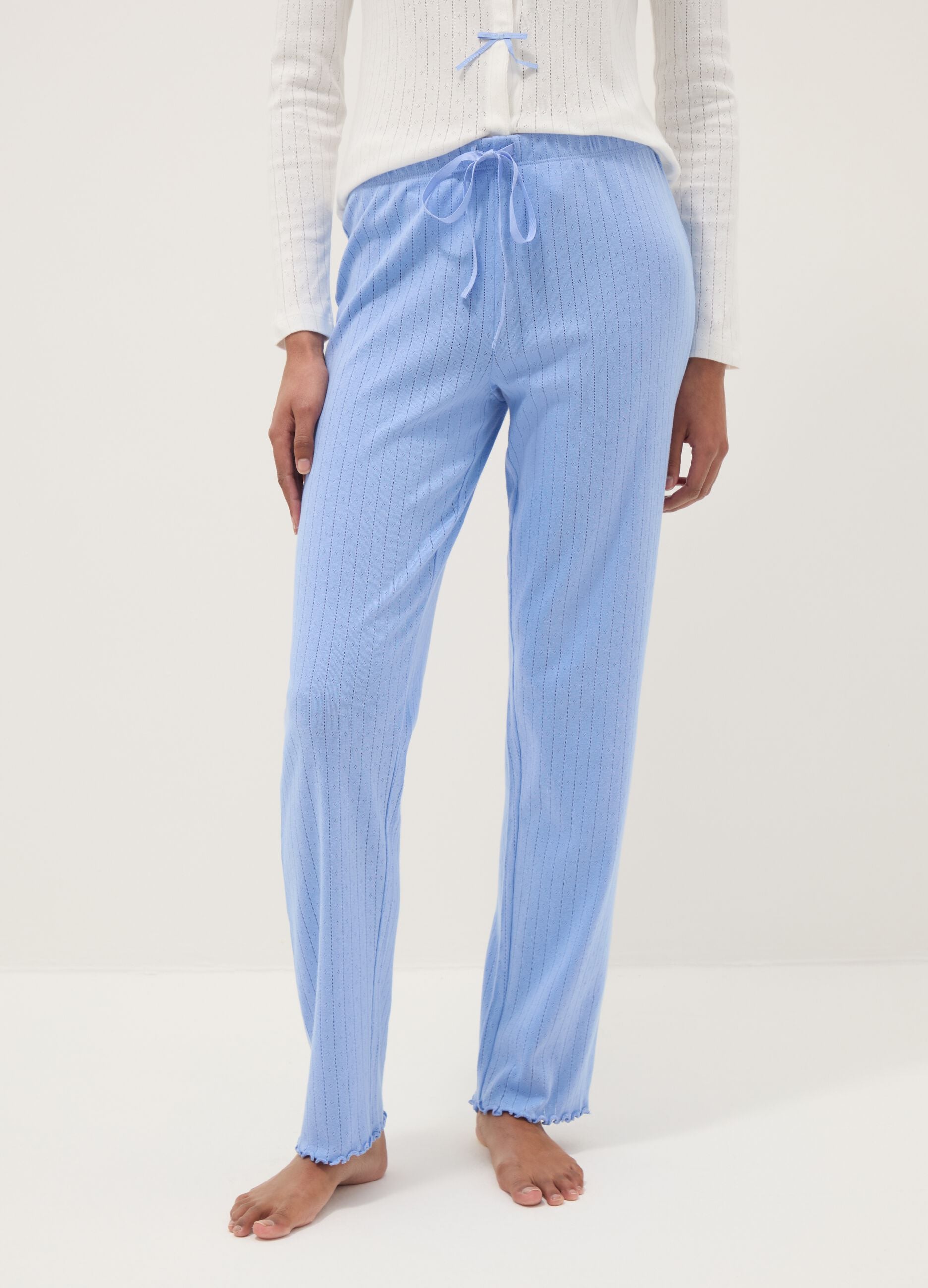 Blue pure cotton regular fit pyjama trousers
