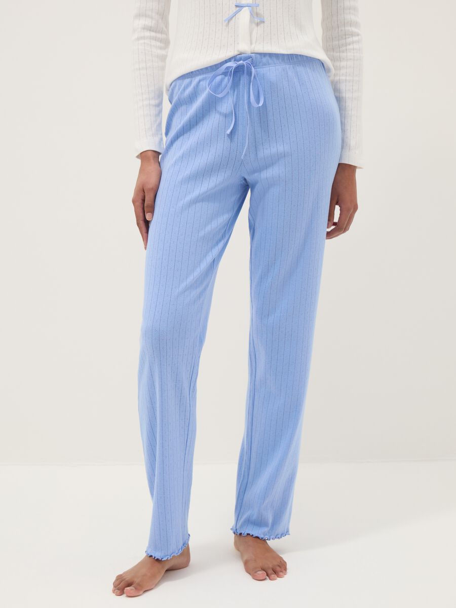 Blue pure cotton regular fit pyjama trousers_1