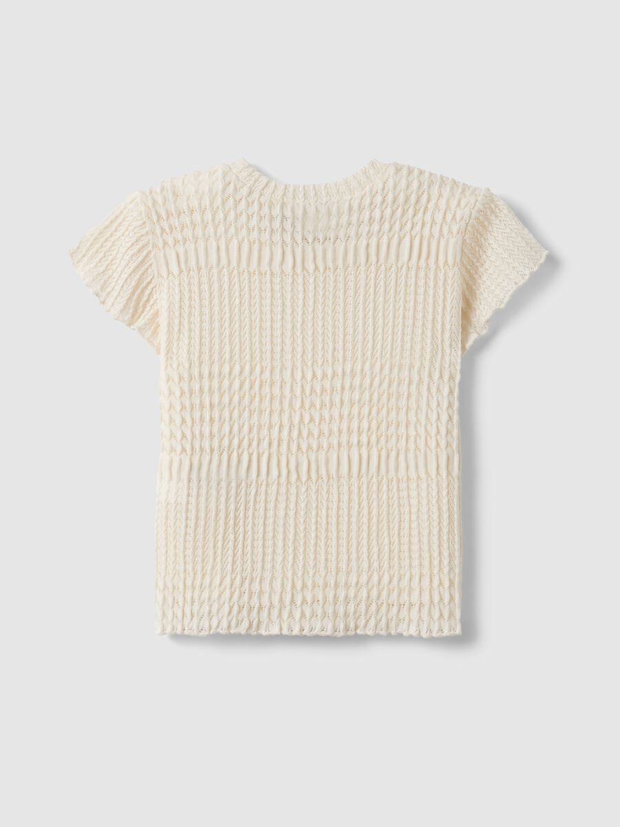 Girls&rsquo; white stretch-fabric T-shirt, regular fit_4