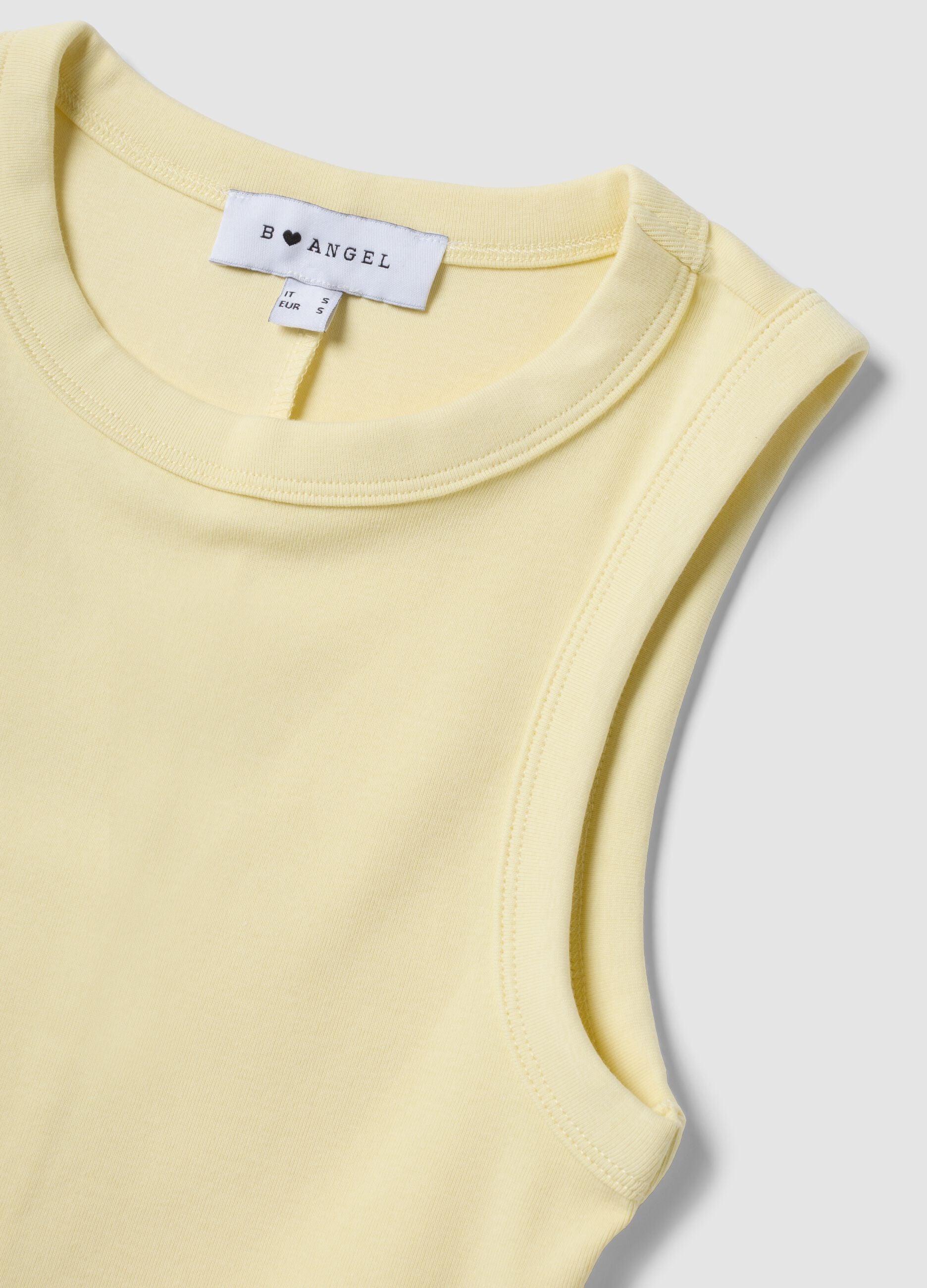 Yellow cropped stretch cotton tank top