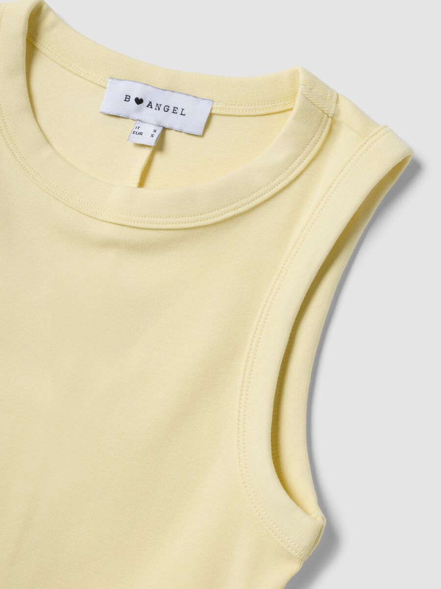 Yellow cropped stretch cotton tank top_5