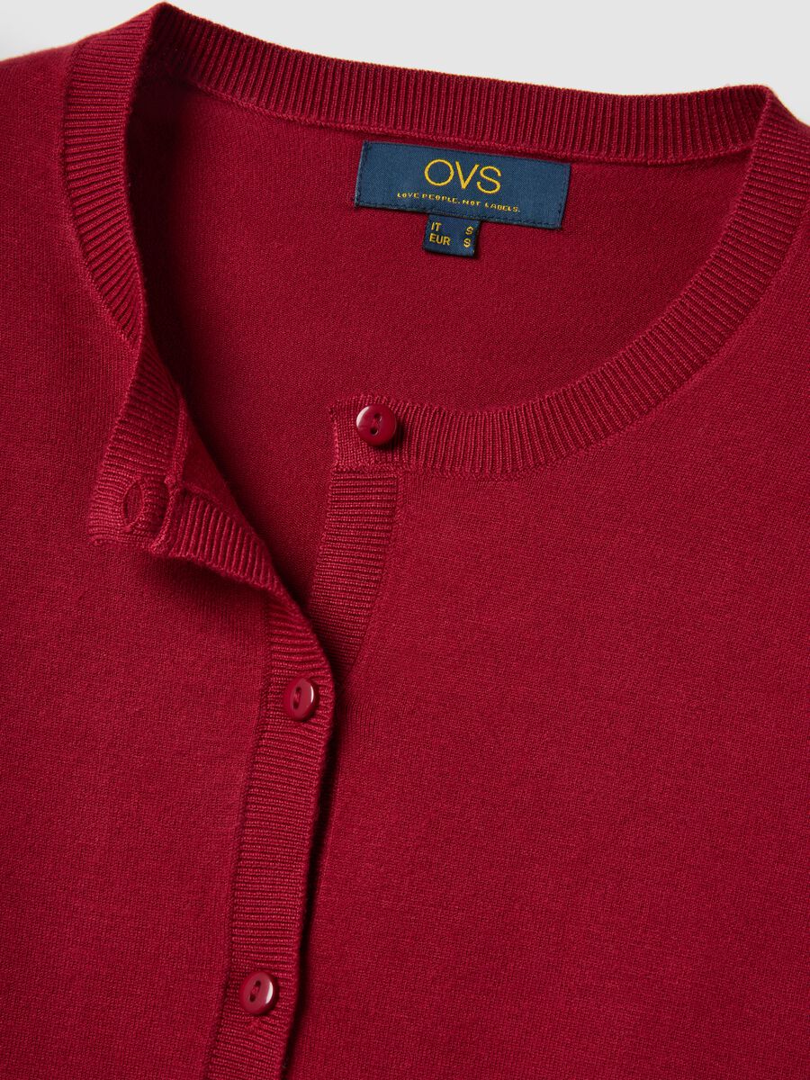 Regular fit red crew neck cardigan_5