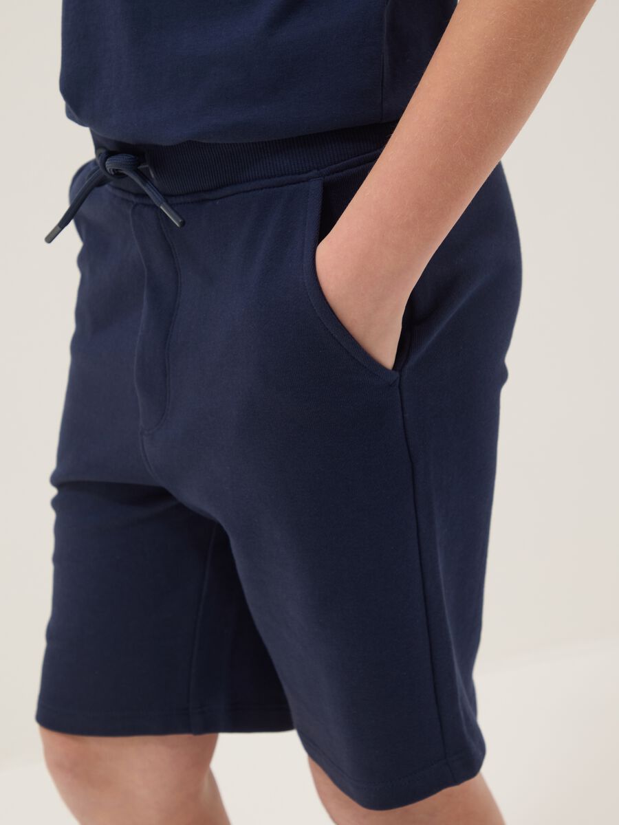 Boys&rsquo; blue pure cotton shorts, relaxed fit_2