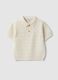 Child's white pure cotton polo regular fit with knitted pattern_0