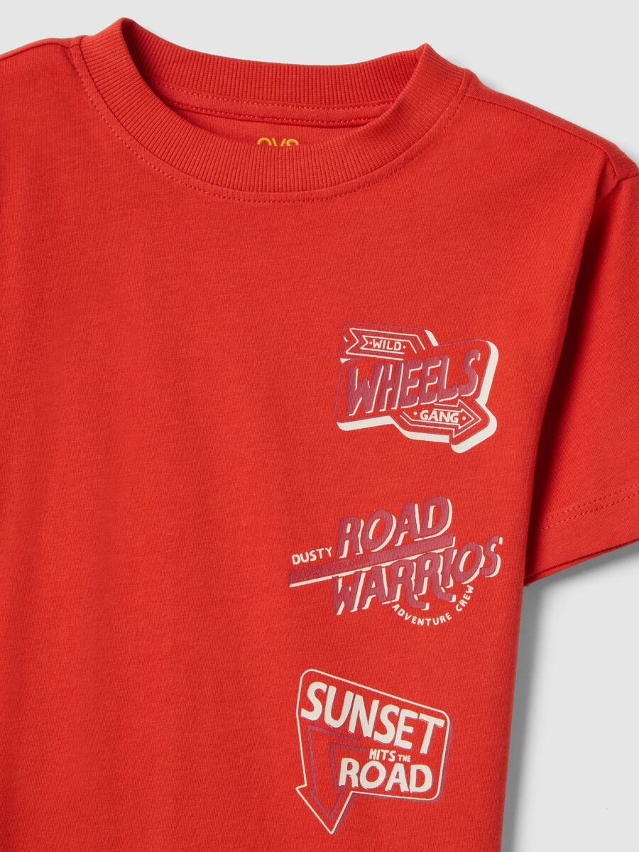 T-shirt in puro cotone rosso regular fit per bambino con stampa_2