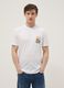 White pure cotton T-shirt with applied print, regular fit_0