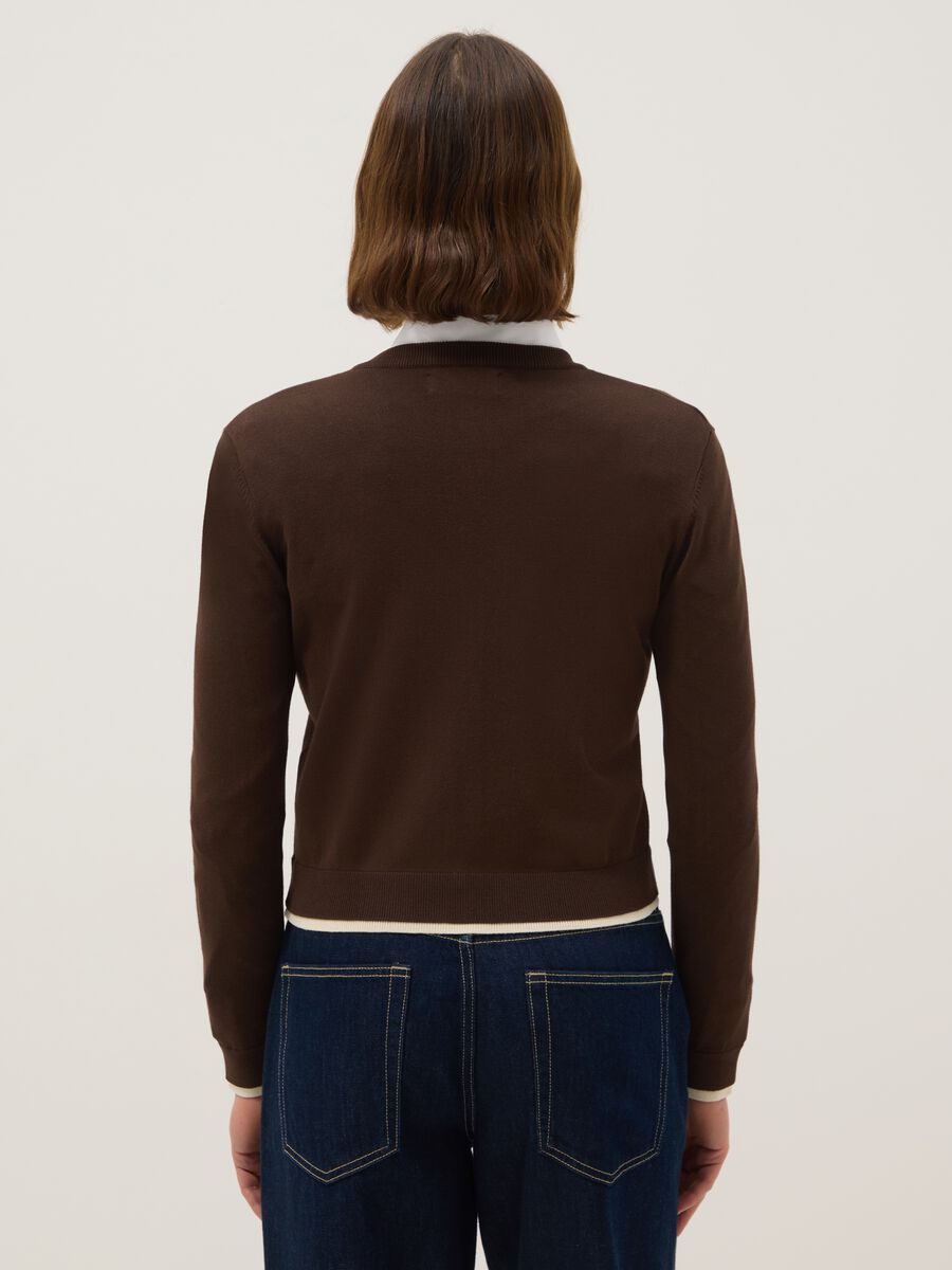 Brown viscose blend cardigan regular fit_2