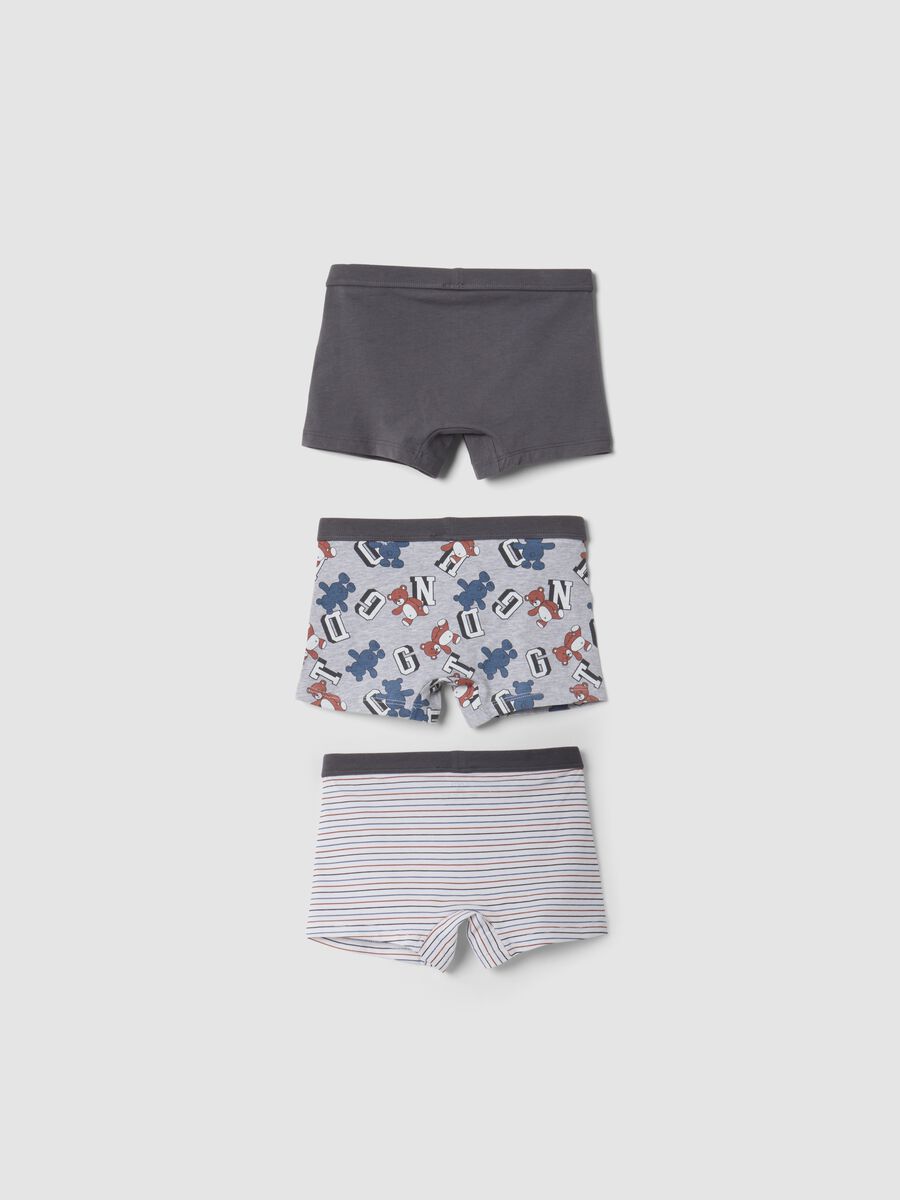 3-pack of grey midi boxer shorts in stretchy organic cotton with animal print_2