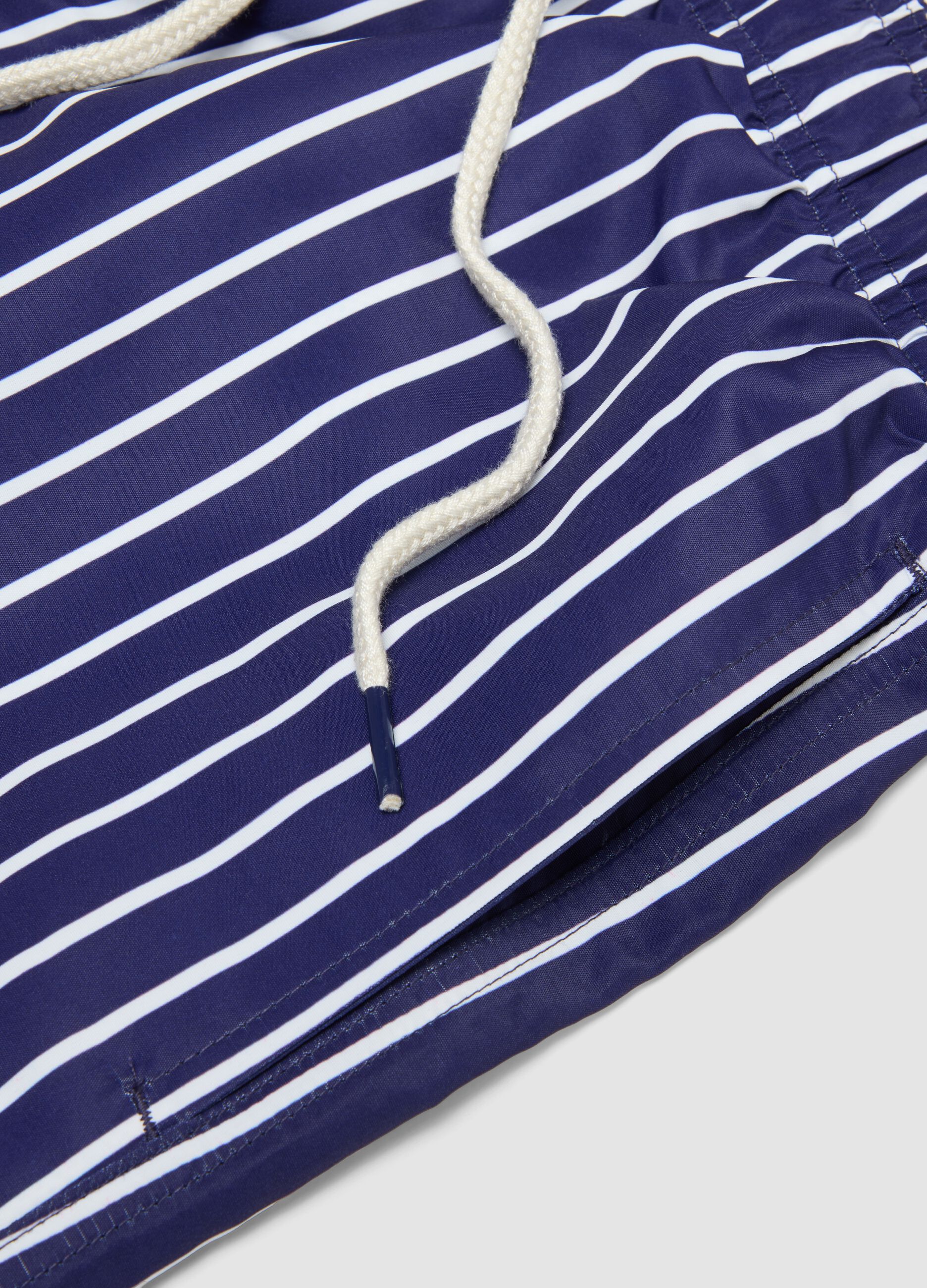 Boxer mare blu a righe bianche con coulisse