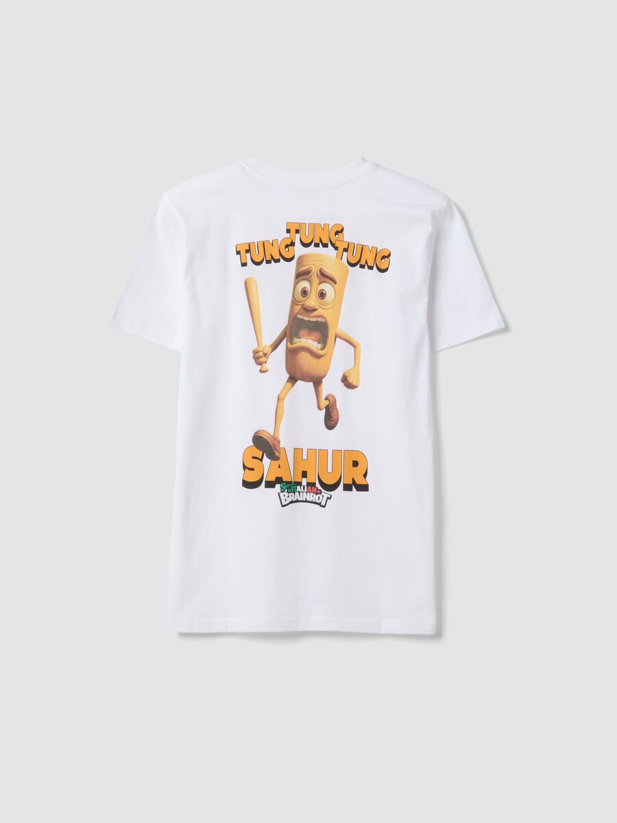 T-shirt in puro cotone bianca da ragazzo regular fit con stampe_4