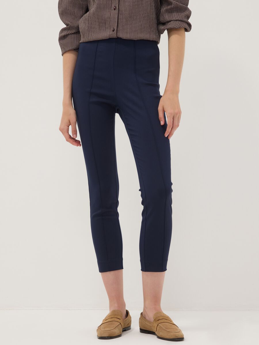 Blue slim-fit stretch viscose leggings_1