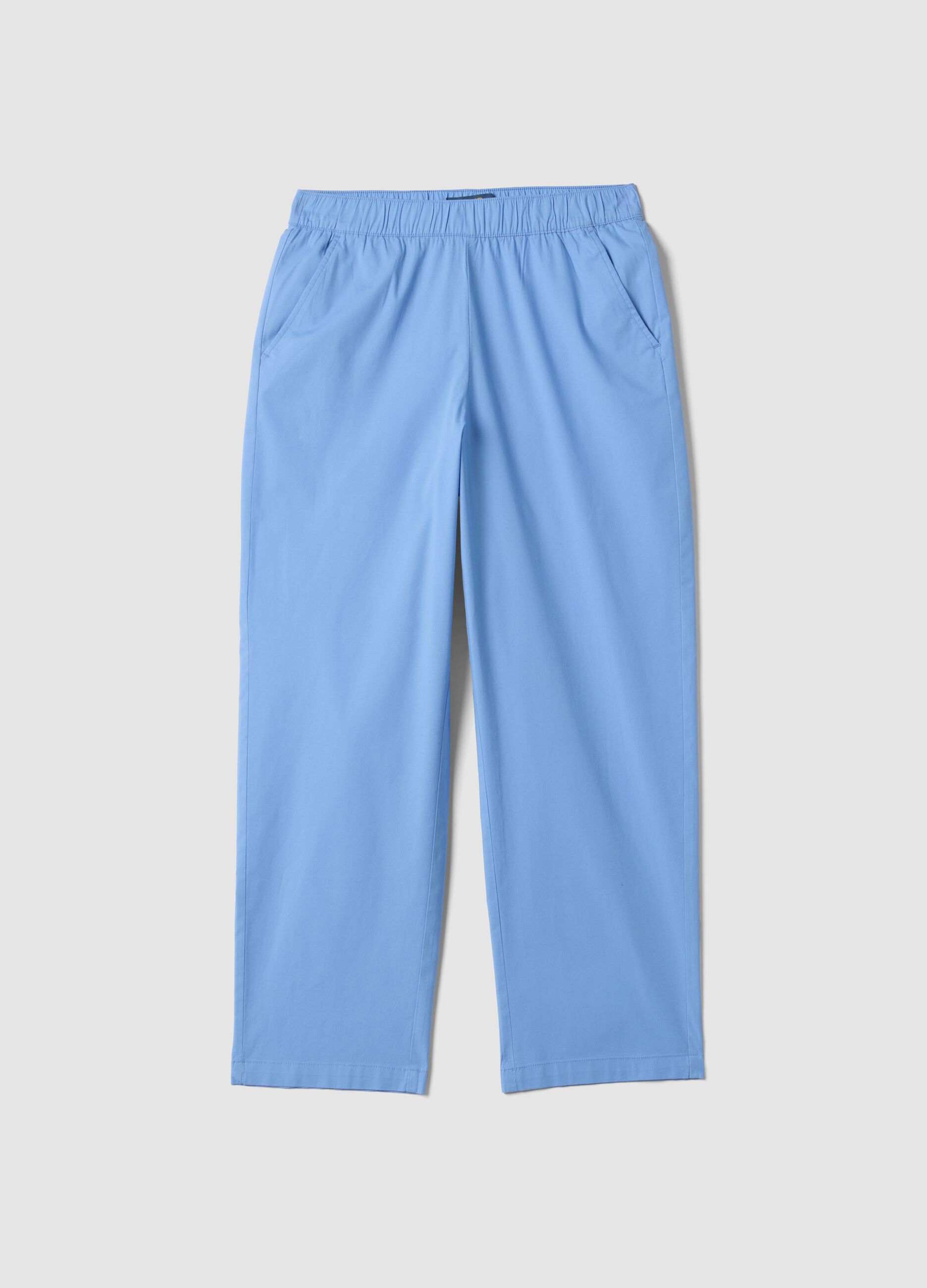 Light blue stretch cotton trousers