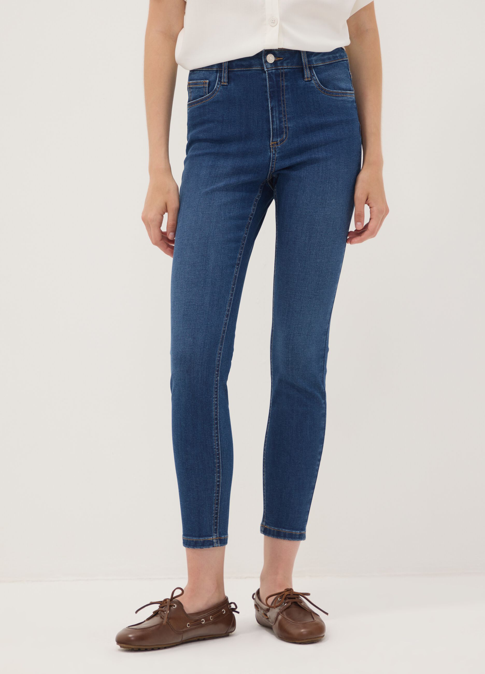 Blue skinny-fit stretch cotton-viscose jeans