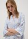Light Blue Viscose-Blend Blouse with Stripes and Floral Print_0
