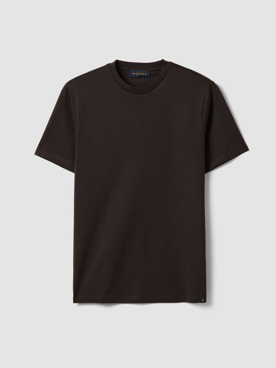 Brown crew-neck T-shirt in pure Supima cotton, regular fit_4