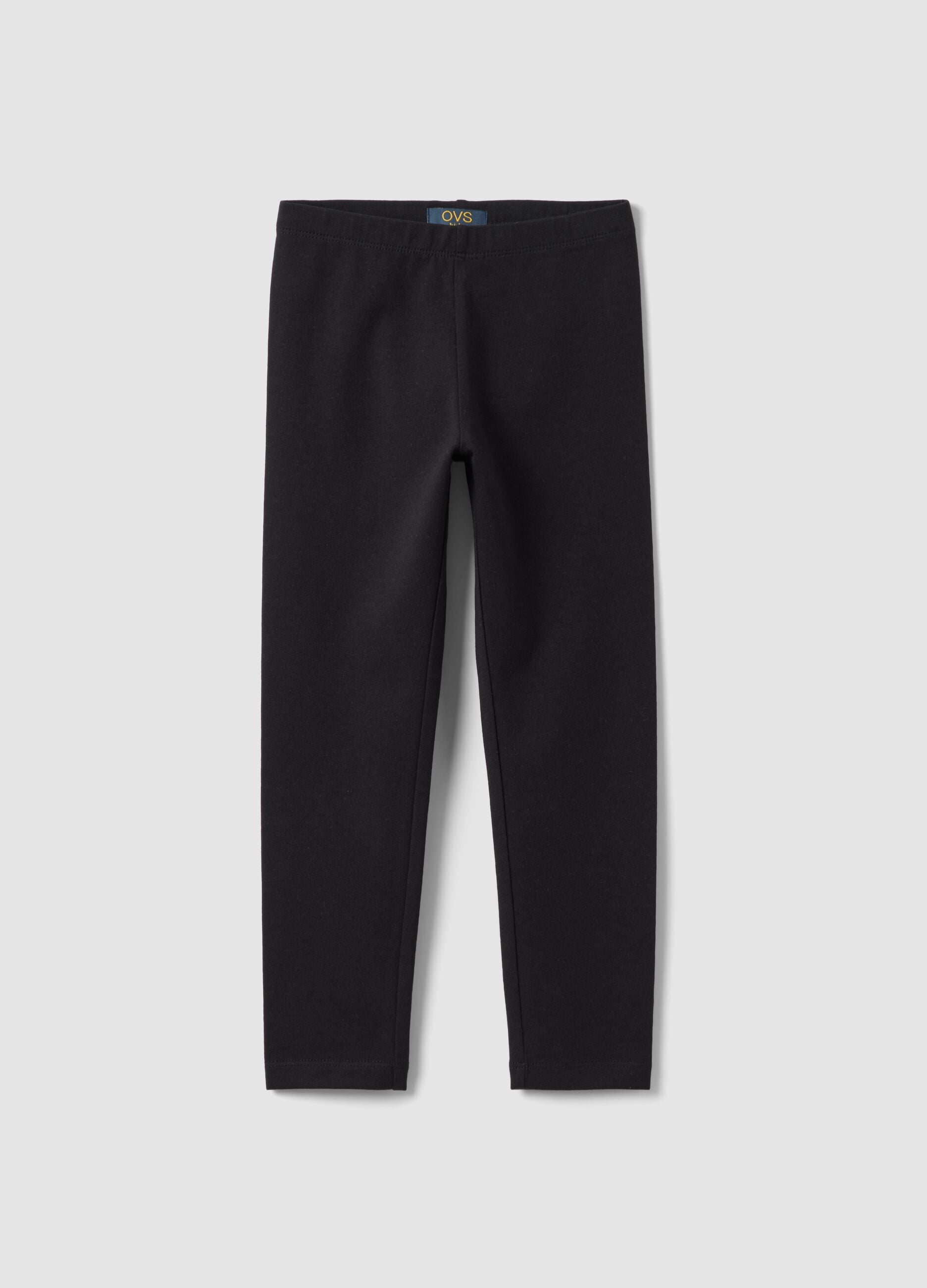 Girls&rsquo; black skinny leggings in stretch organic cotton