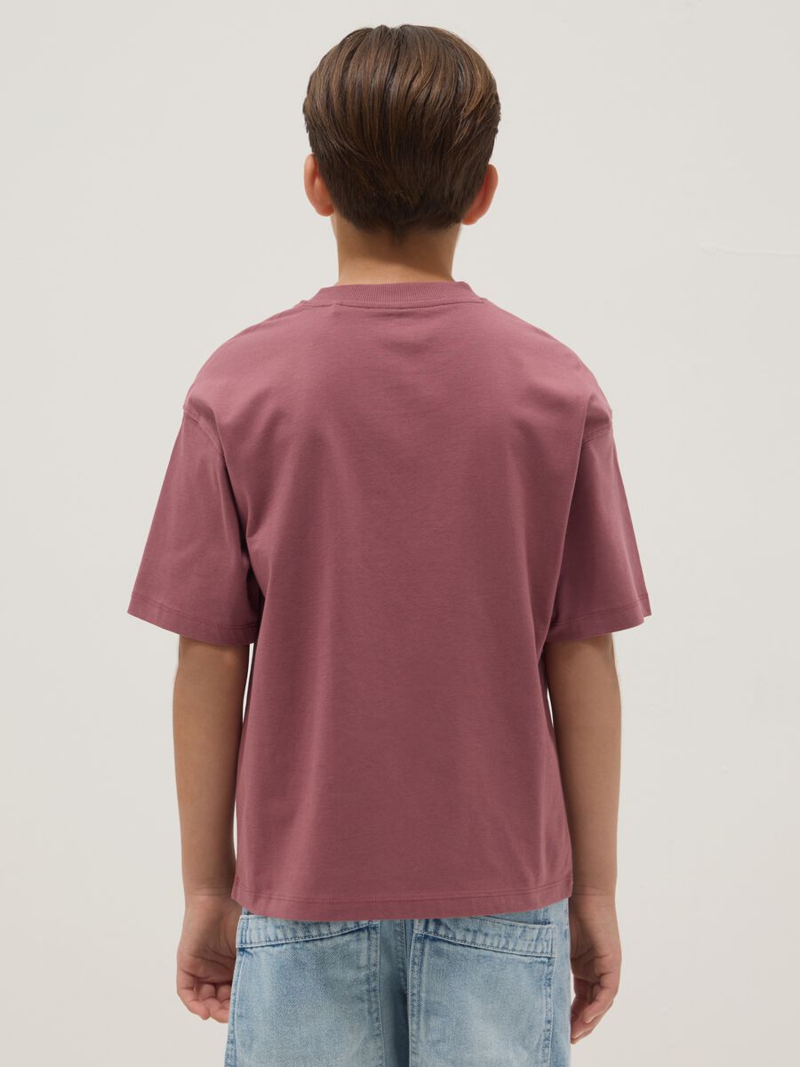 T-shirt viola a maniche corte in puro cotone_1