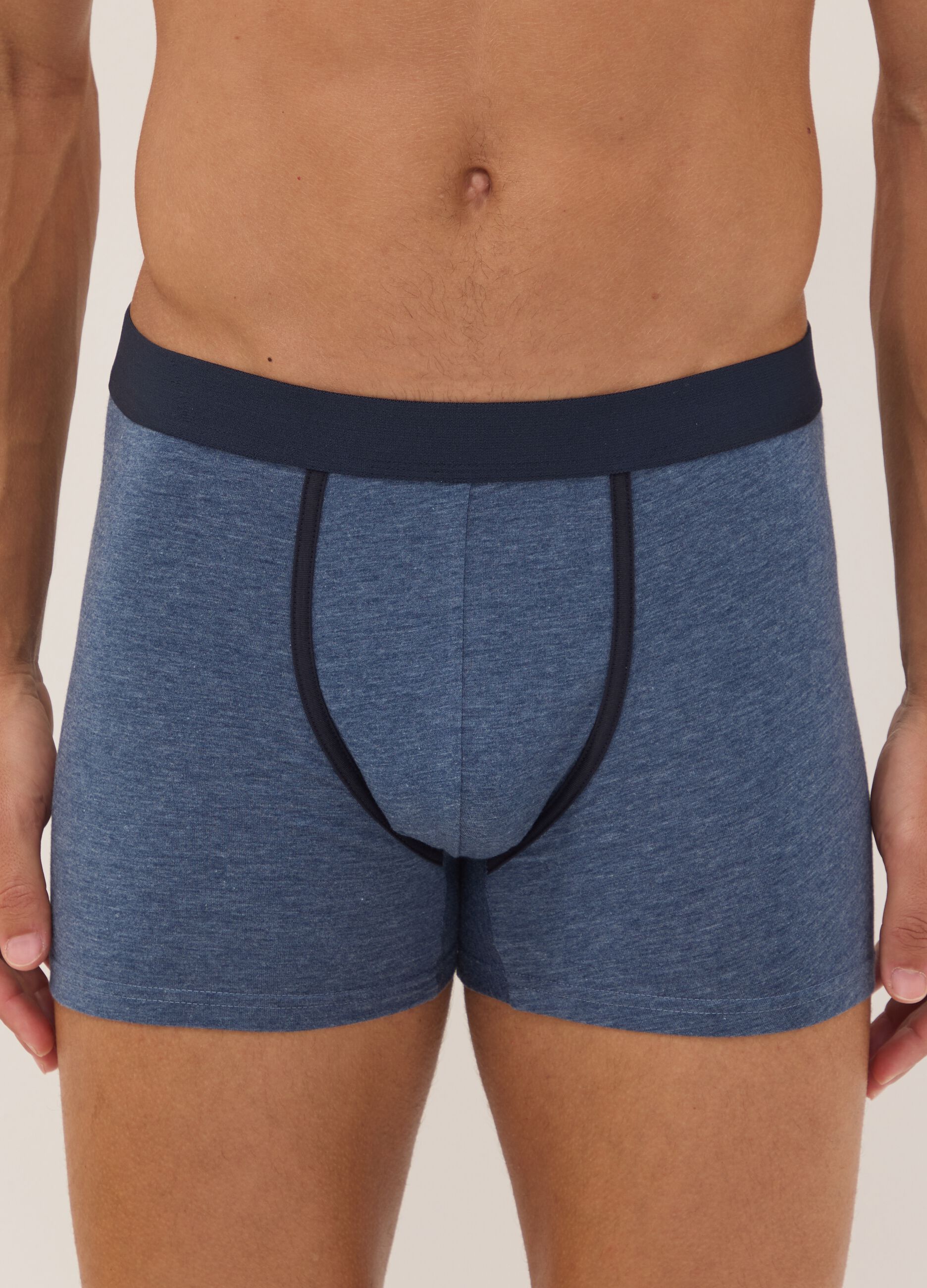 3-pack of blue and black midi boxer shorts in stretch organic cotton