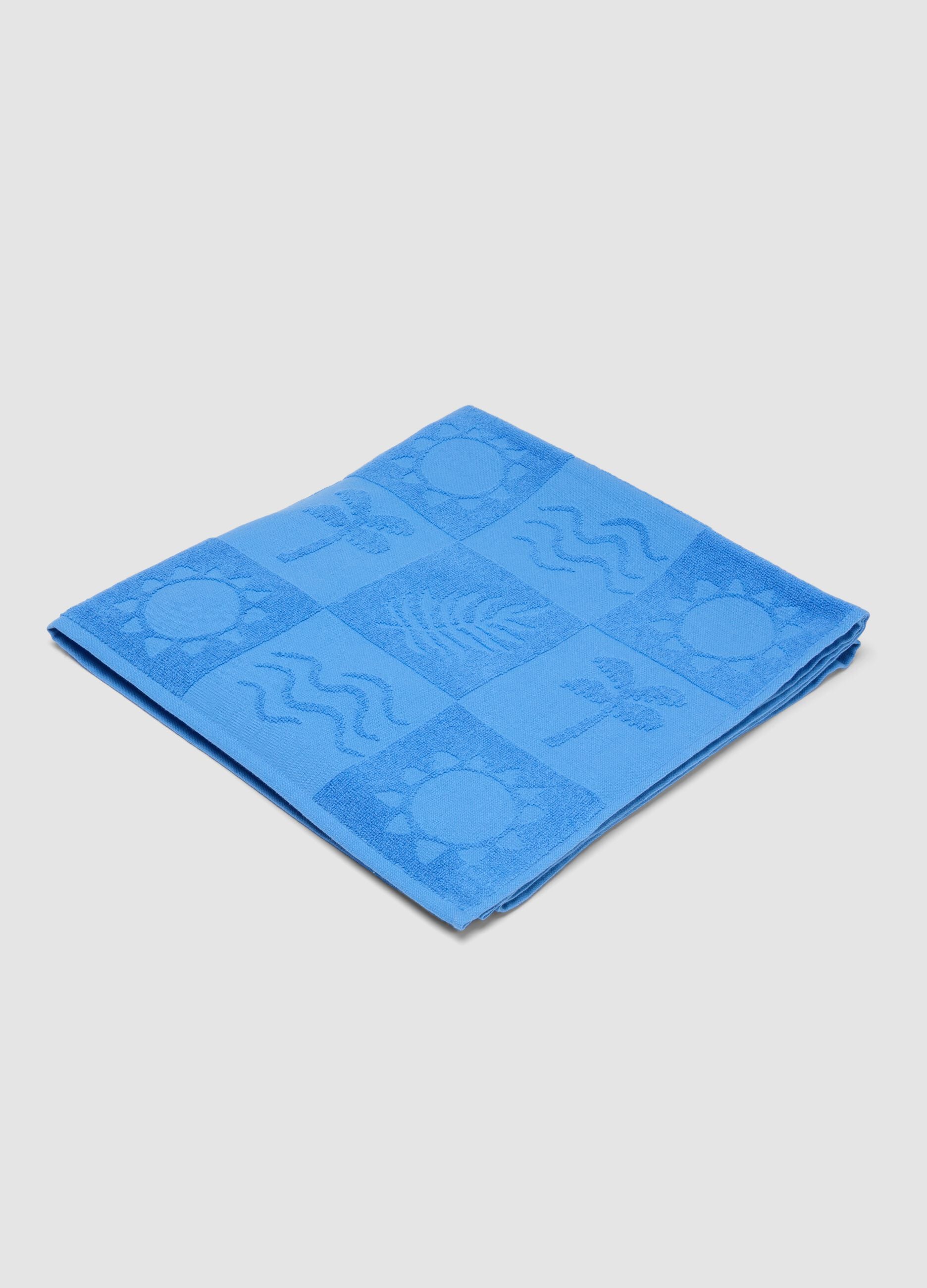 Sky Blue Pure Cotton Jacquard Beach Towel