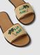 Beige flat sandals with braided embroidered strap_1