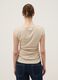 Beige pure cotton tank top with side ruching, regular fit_3