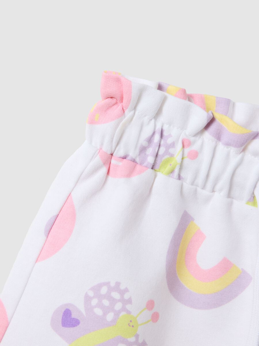 Short in puro cotone bianco da bimba regular fit con stampe_3