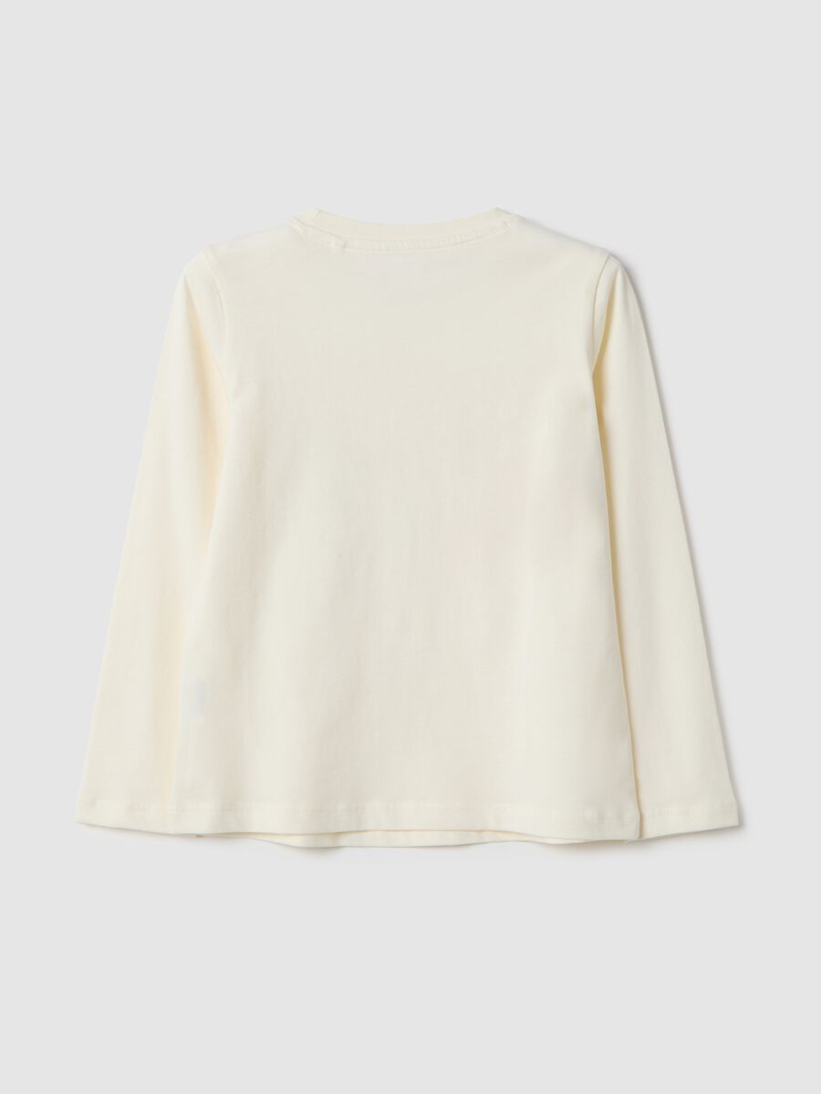 Beige pure cotton T-shirt with butterflies for girls_1