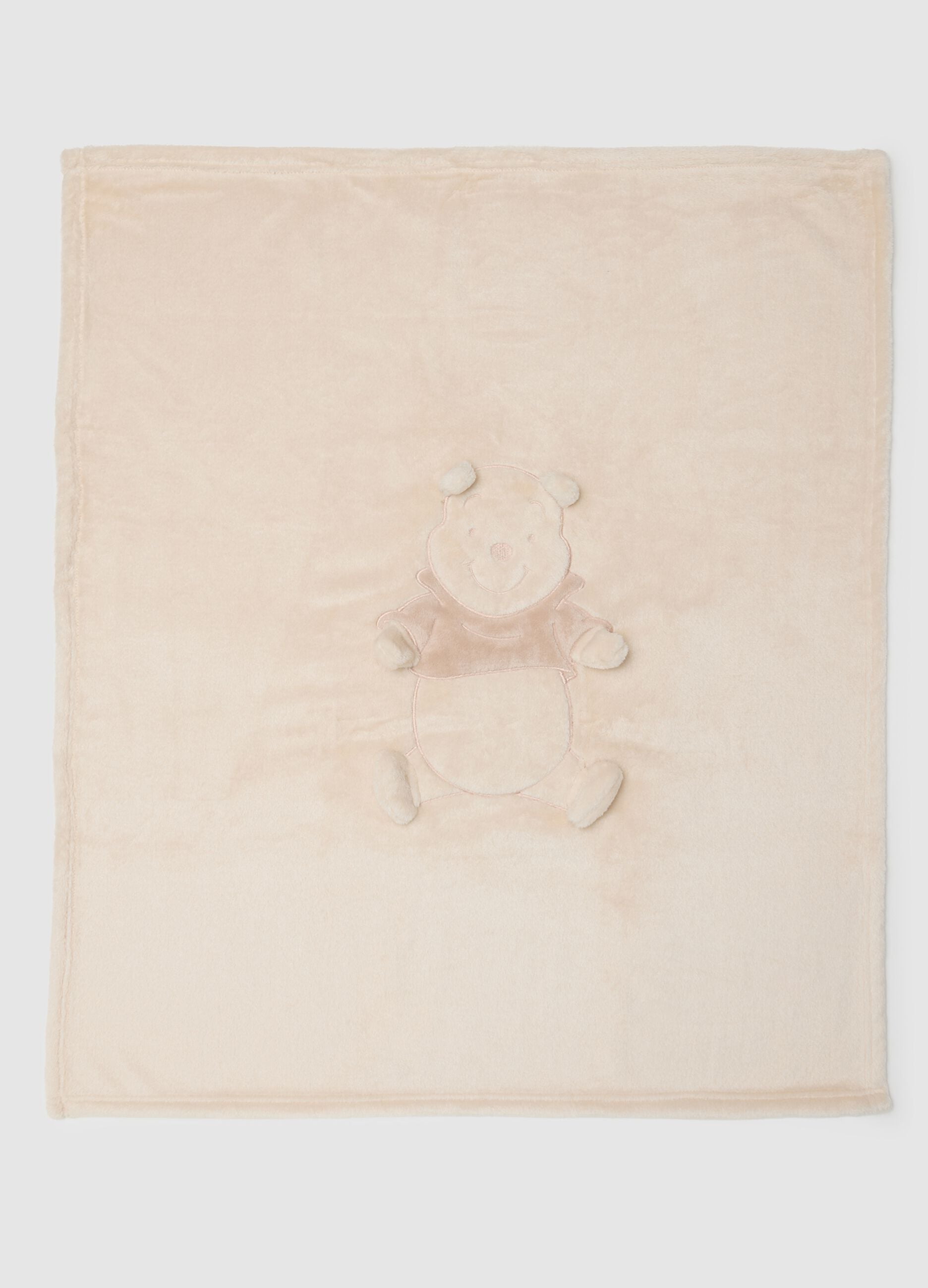 Beige baby blanket with bear embroidery