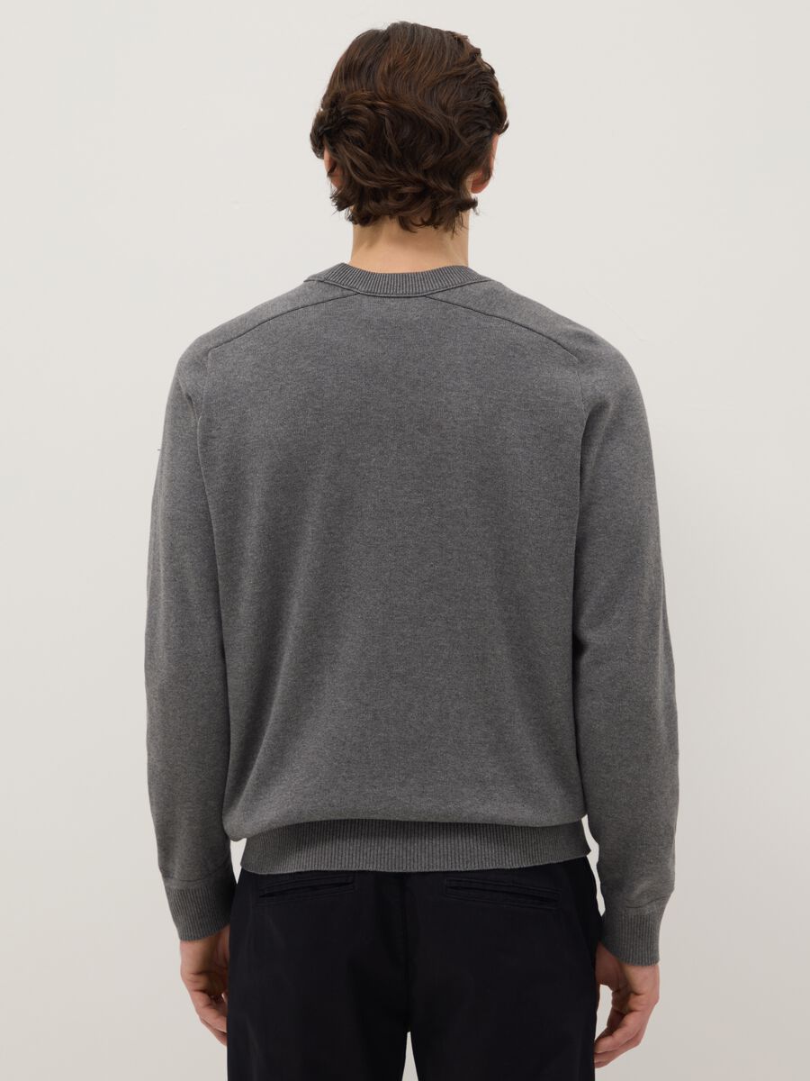Grey crew-neck pure cotton sweater regular fit_2